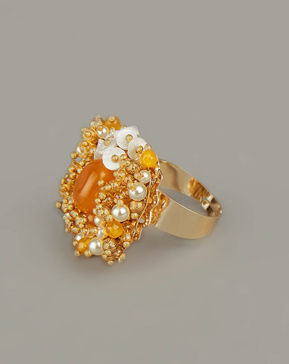 Handcrafted Caramel Stone Finger Ring