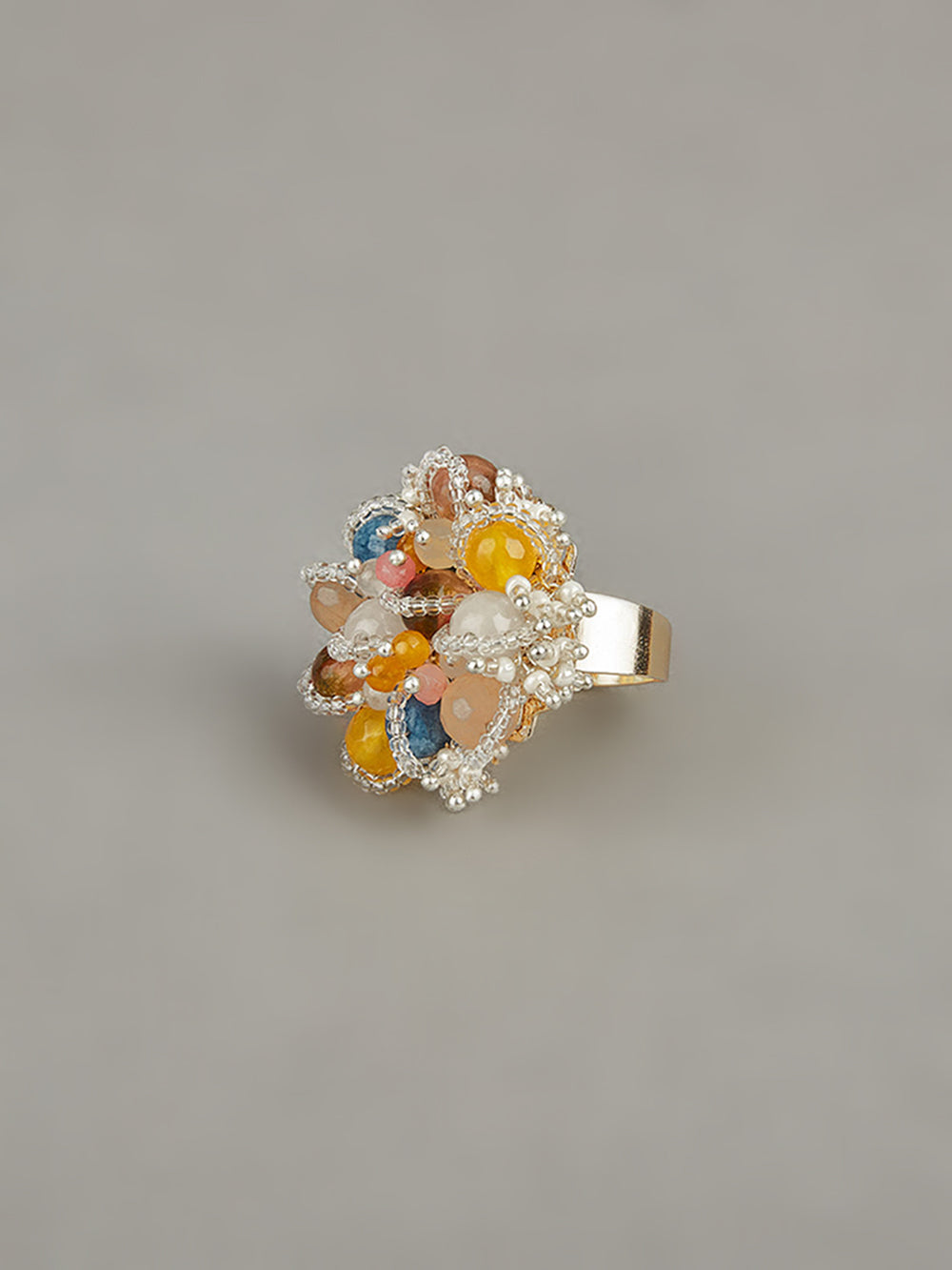 Contemporary Multi Color Crystal Finger Ring