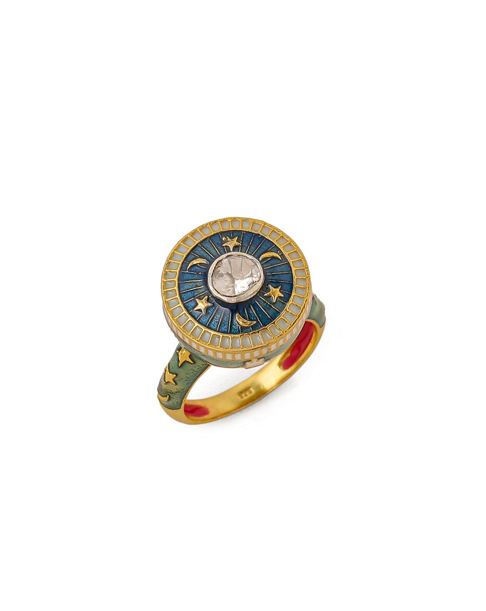 Chand Sitara Hamsa Polki Ring