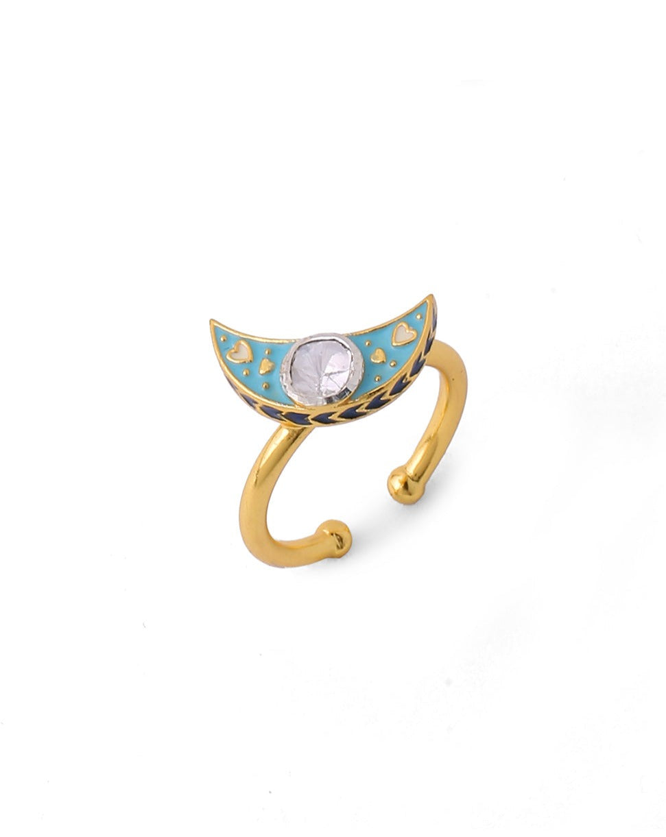 Crescent Polki Ring