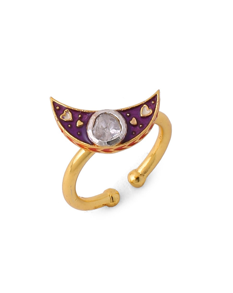 Crescent Polki Ring