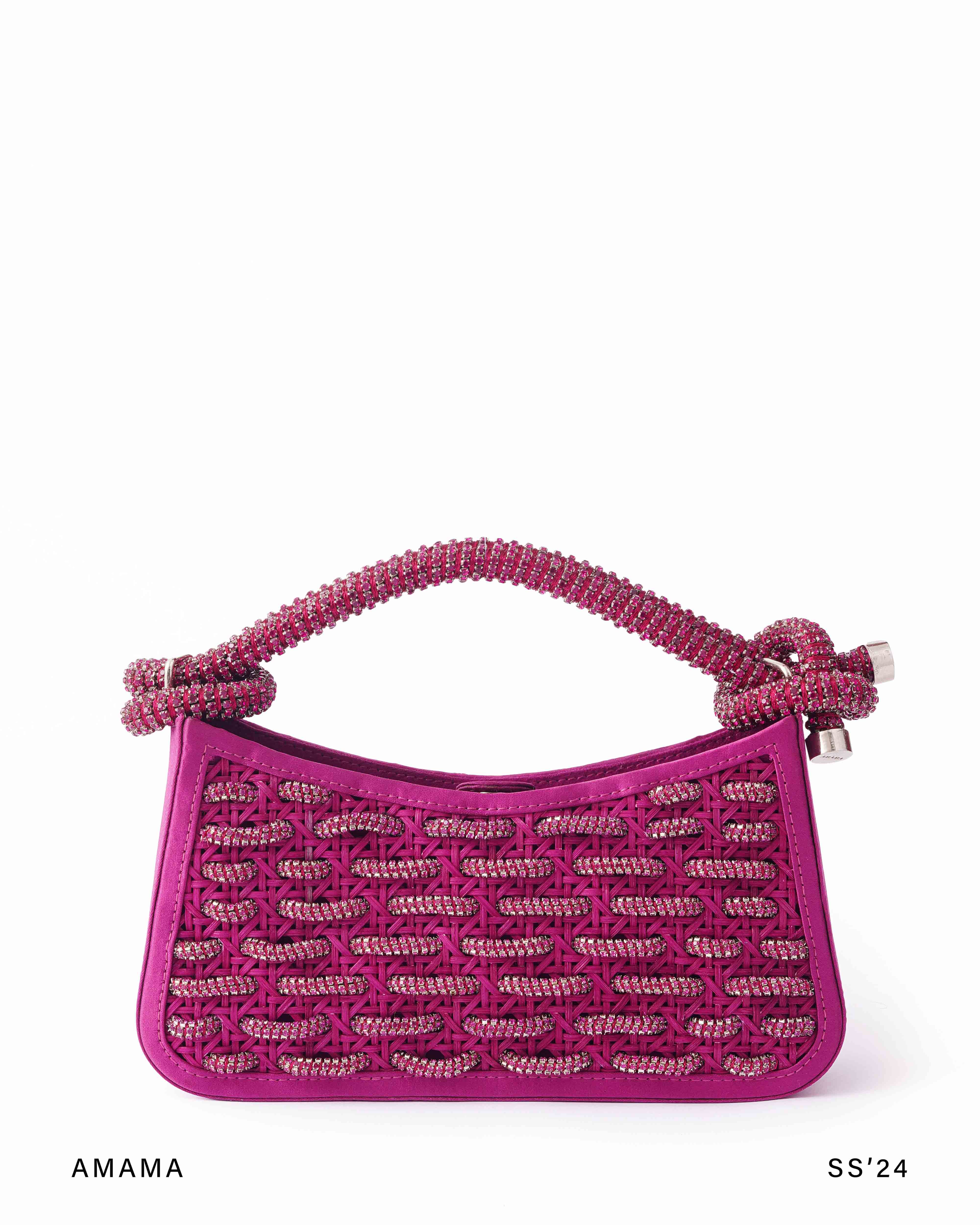 Tortile Woven Top Handle Bag in Hot Pink