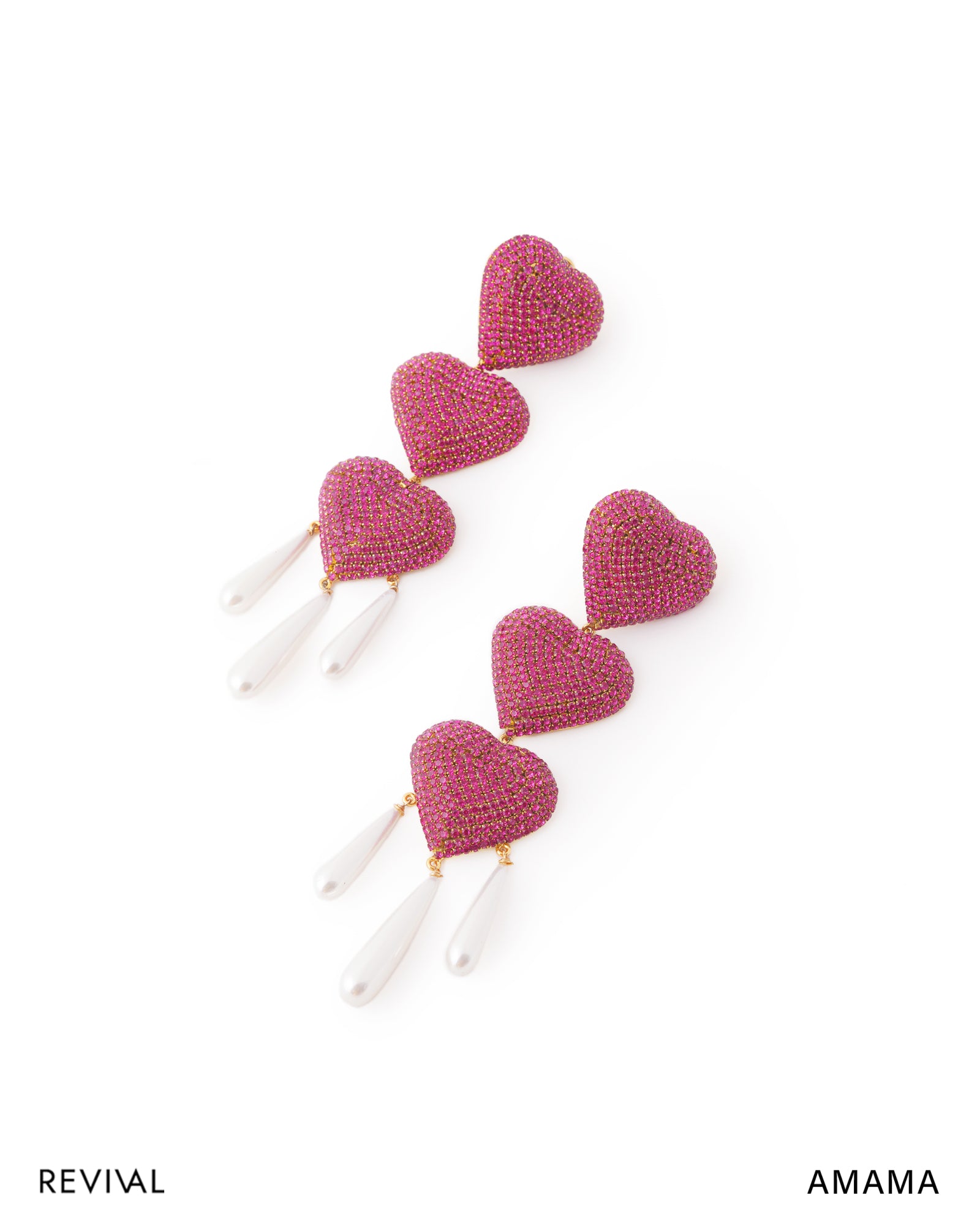 Cherish Heart Long Earring in Hot Pink