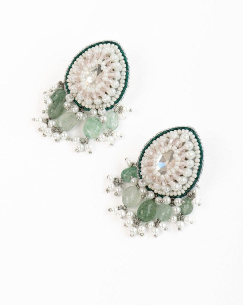 Mini Trellis Studs In Green Aventurine