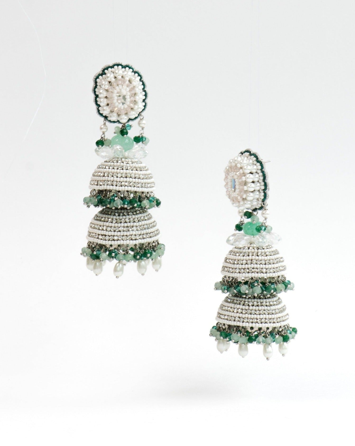 Trellis Layered Earrings In Green Onyx