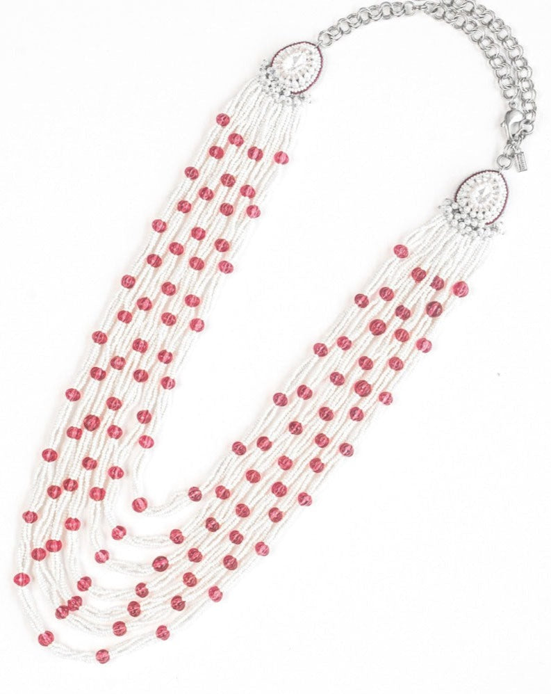 Conoidal Rose Layered Necklace In Pink Quartz