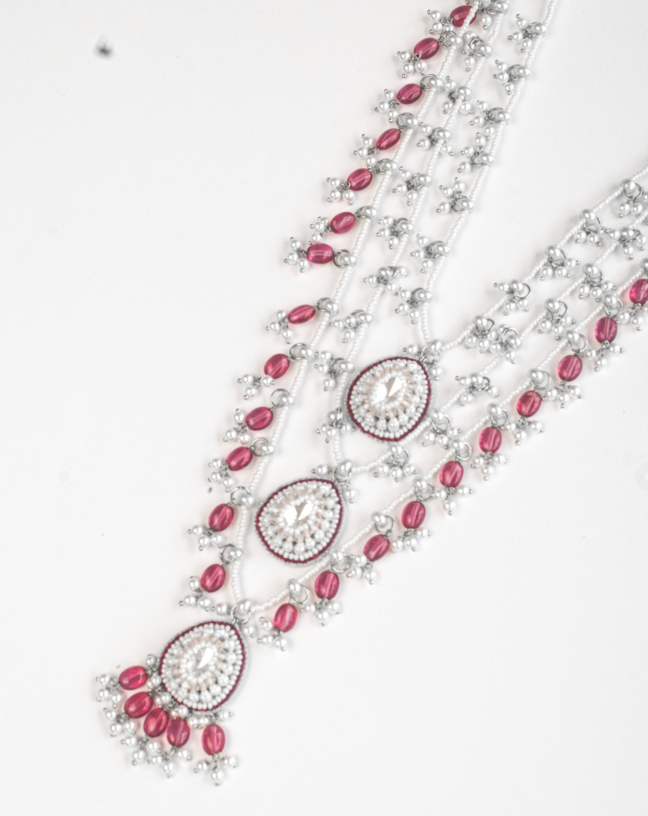 Trellis Layered Necklace in Pink Quartz