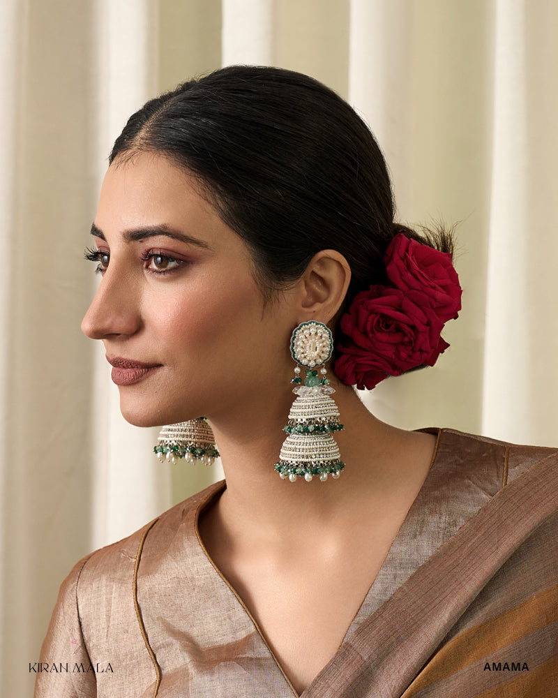 Trellis Layered Earrings In Green Onyx