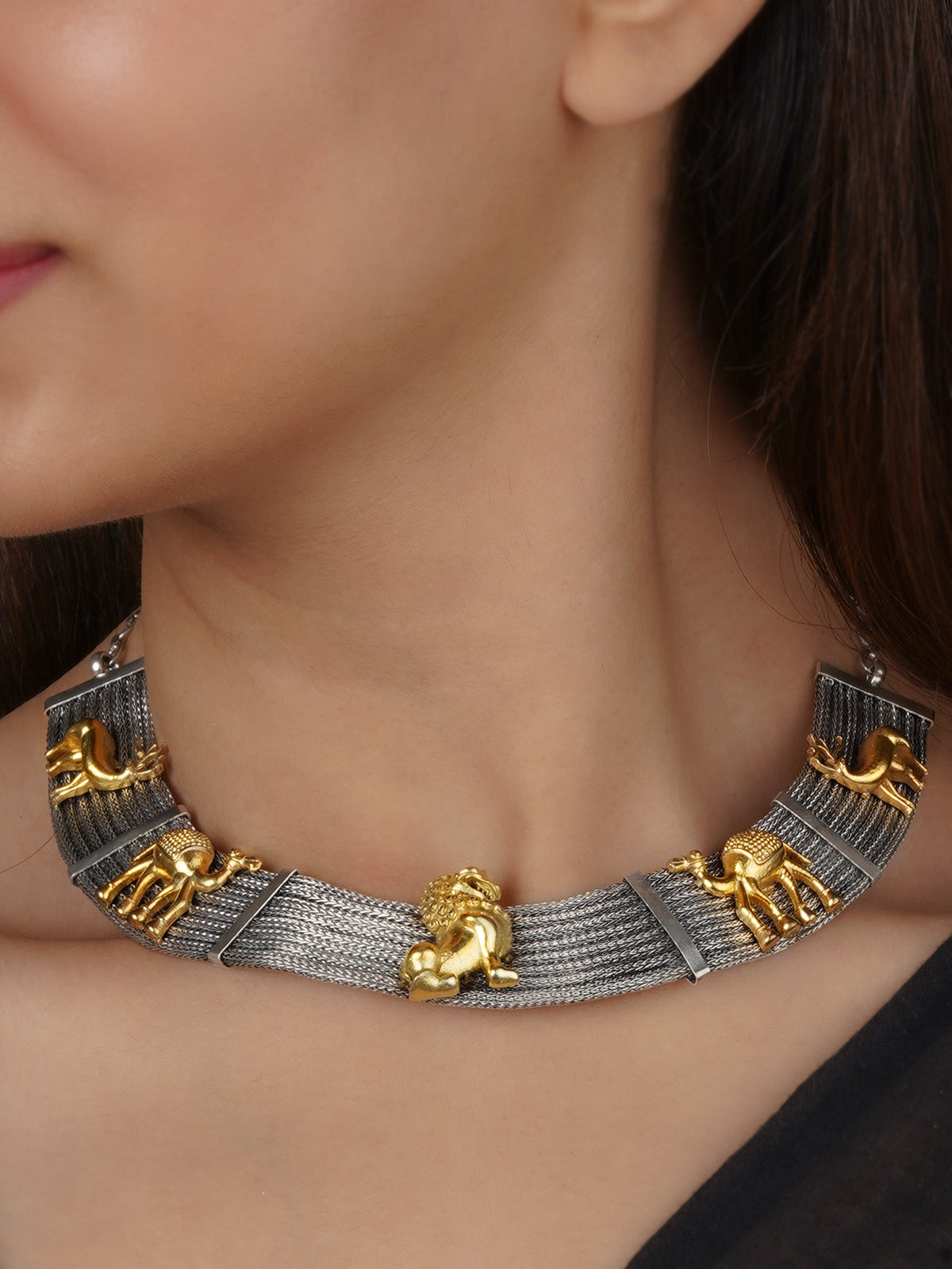 Grey Color Tribal Necklace - EK-SFNECK479