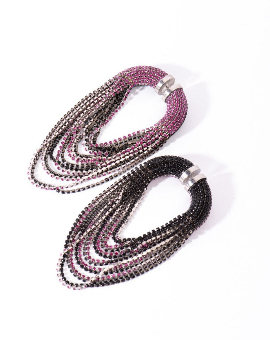Infinity Fall Danglers in Black and Pink