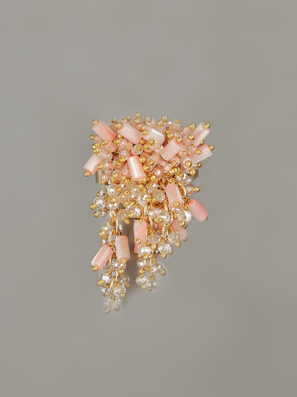 Designer Pink & Gold Tassel Finger Rings