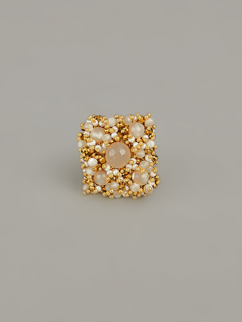 Contemporary Beige & Gold Bridal Finger Ring