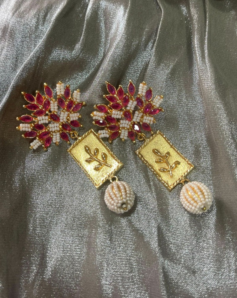 Ruby Leaf Earrings