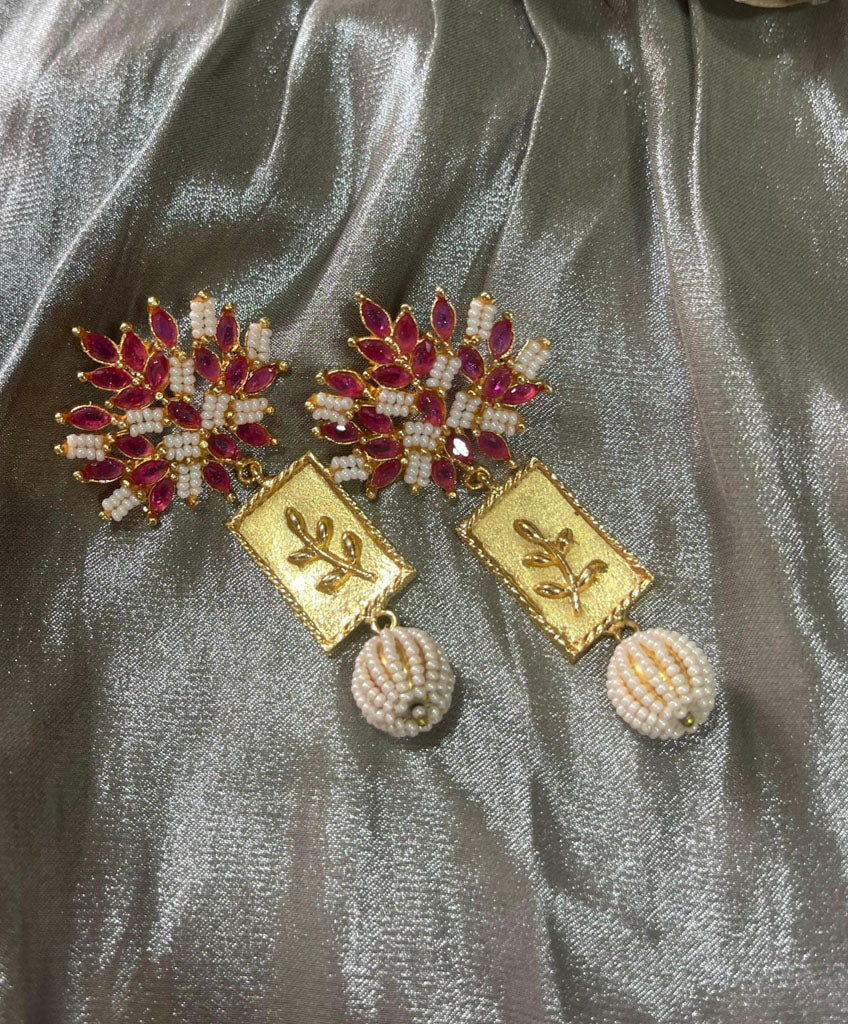 Ruby Leaf Earrings