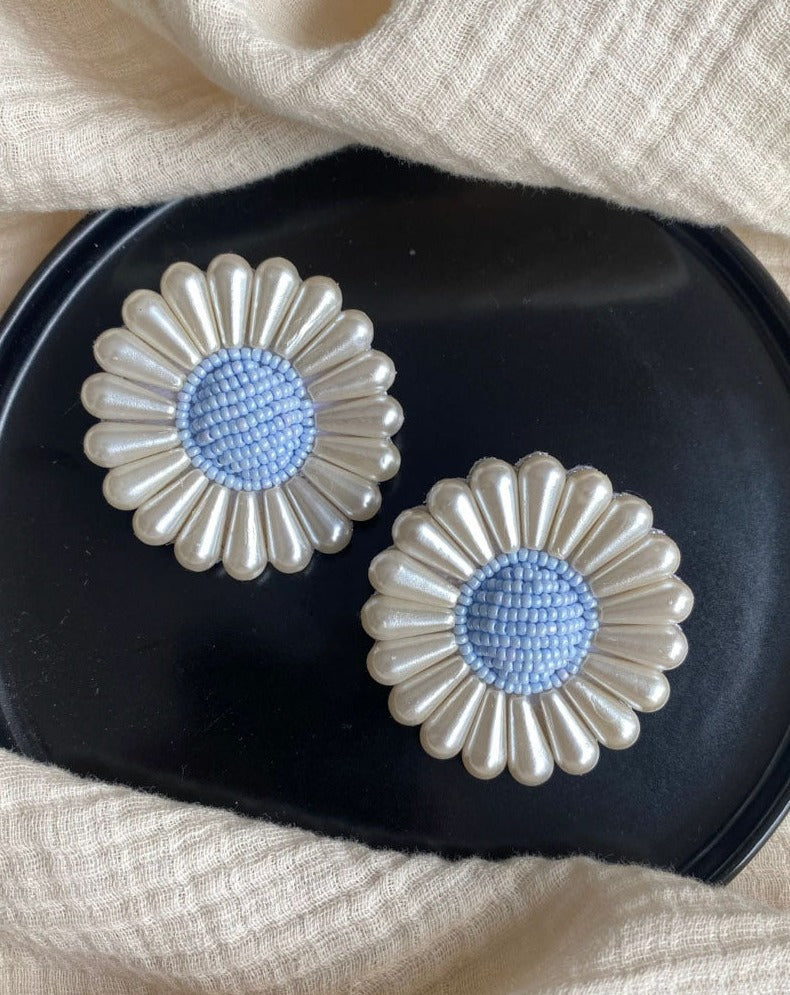 Mini Powder Blue Sunflower Earrings
