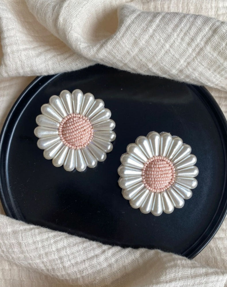 Mini Pink Sunflower Earrings