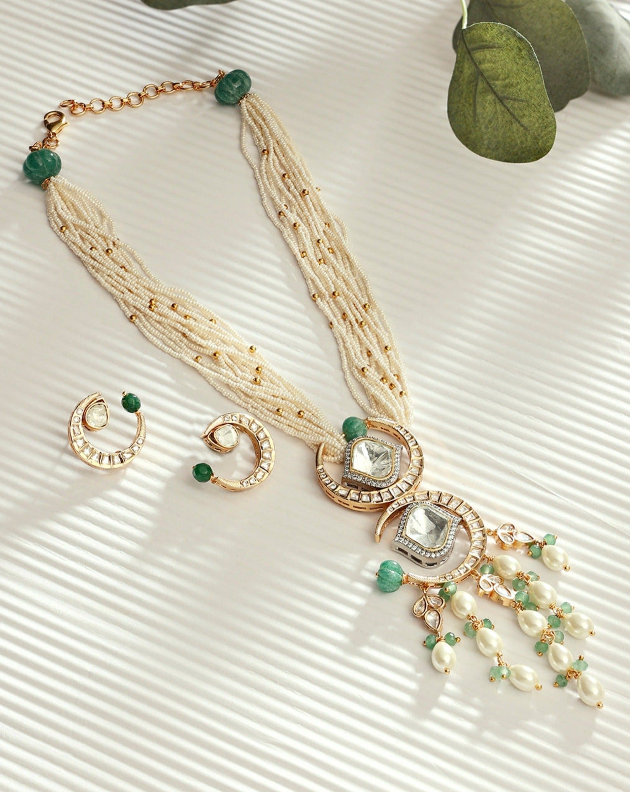 Classic Pearls Kundan Polki Necklace Set