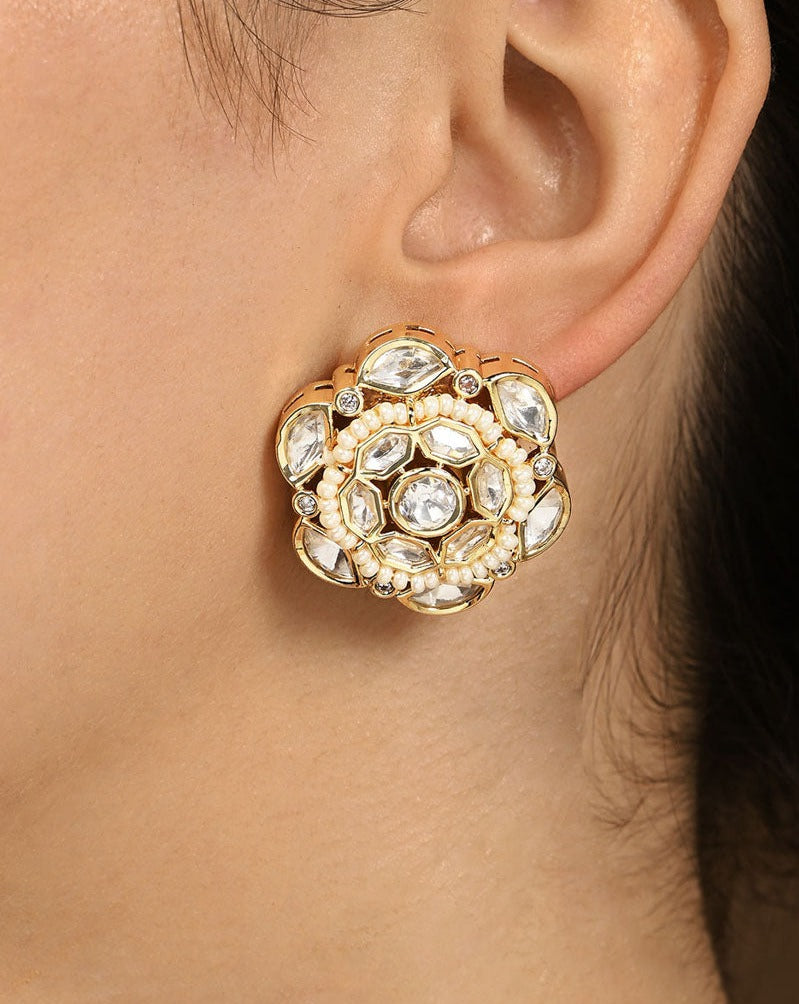 Shimmery Polki Stud Earrings