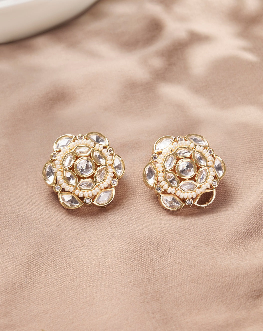 Shimmery Polki Stud Earrings