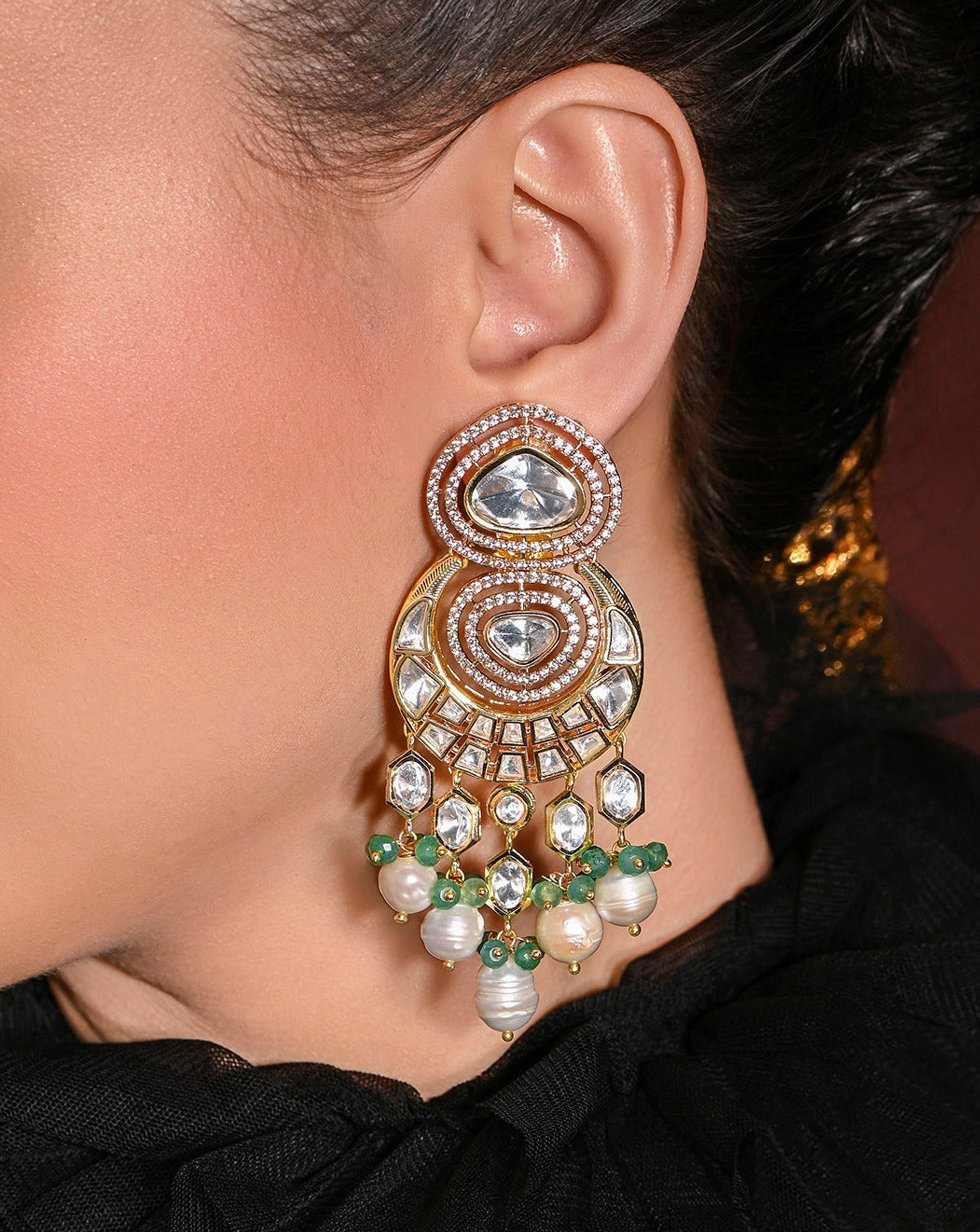 Glam Green Dangler Earrings