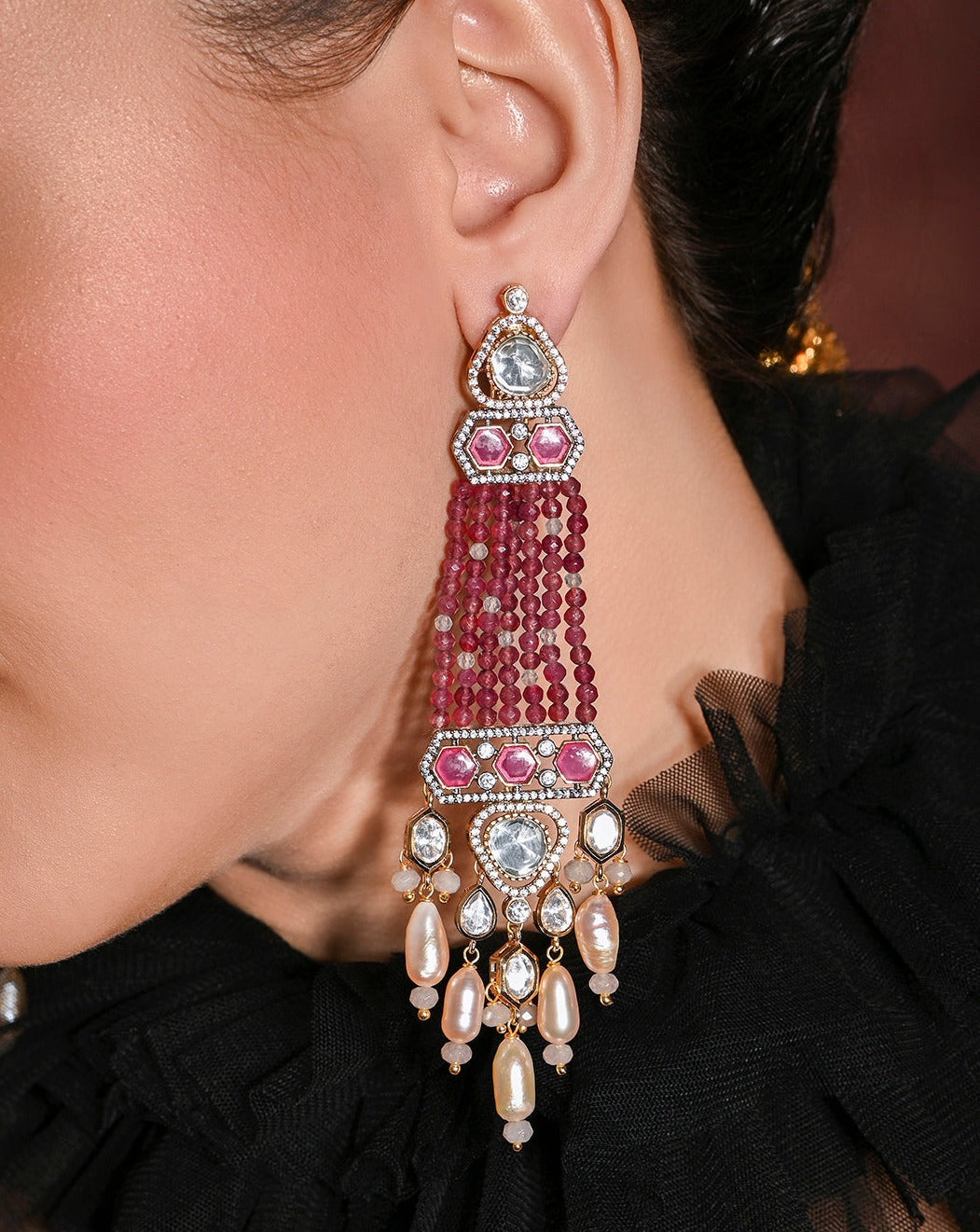 Chromatic Red Chandelier Earrings