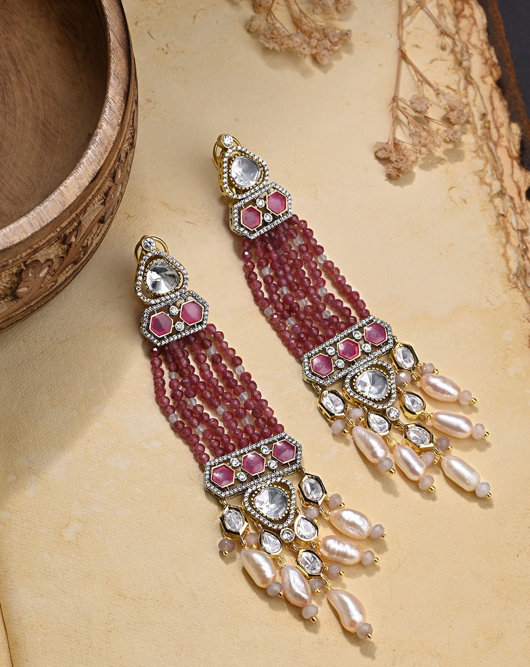 Chromatic Red Chandelier Earrings