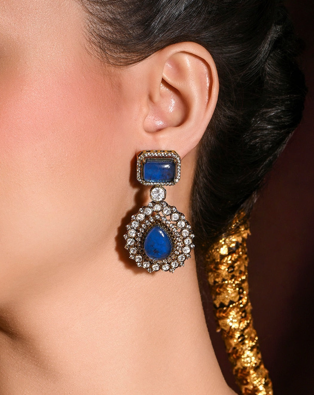 Bedazzling Blue Dangler Earrings