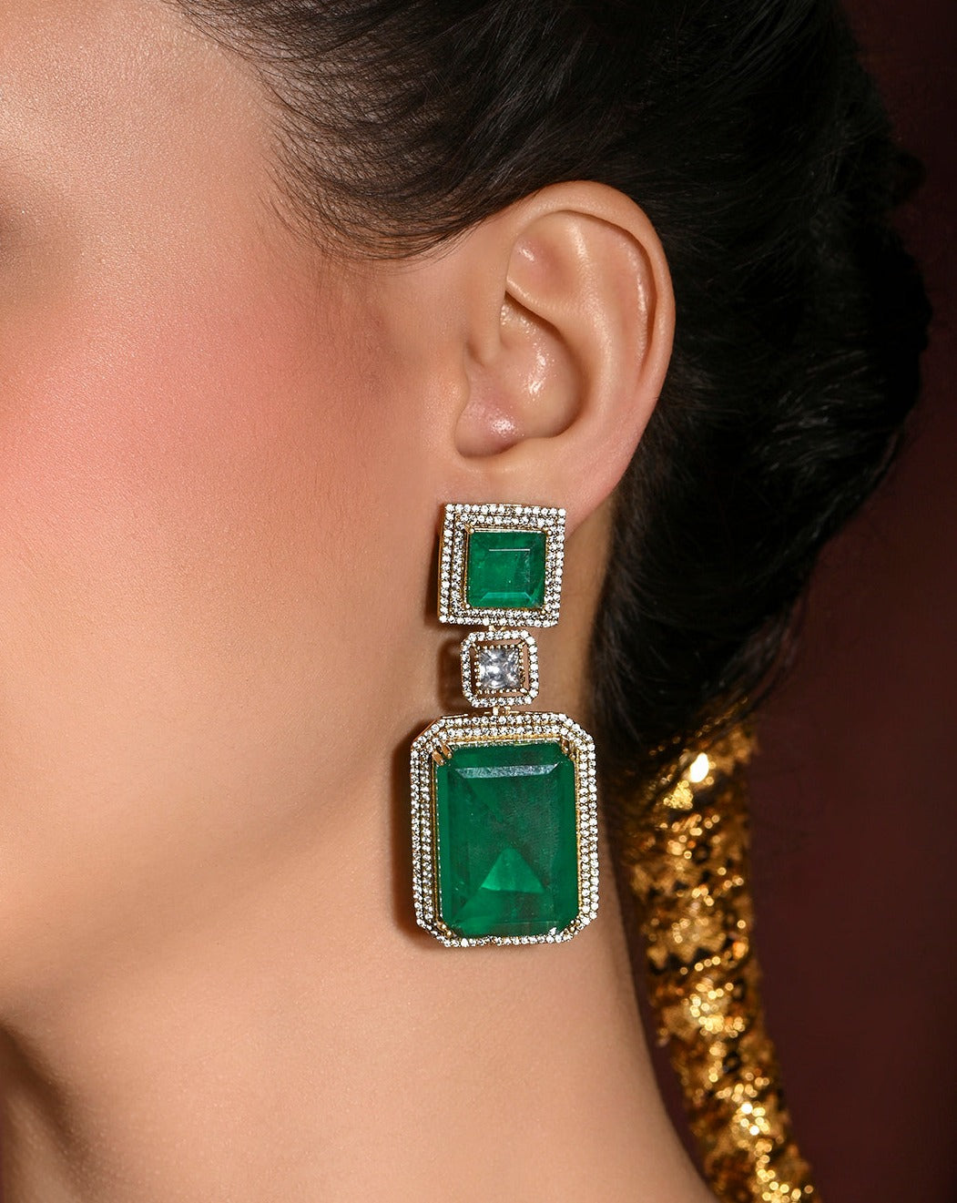 Glisterous Green Dangler Earrings