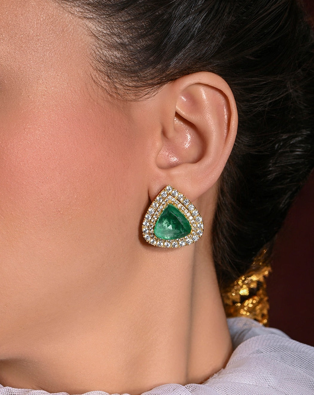 Effulgent Green Stud Earrings