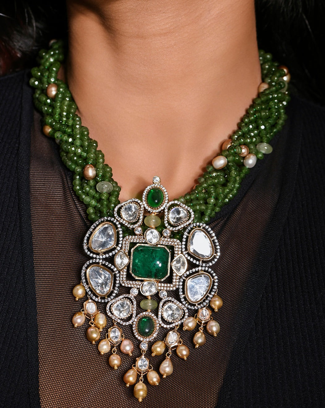 Bedecked Necklace With Earrings