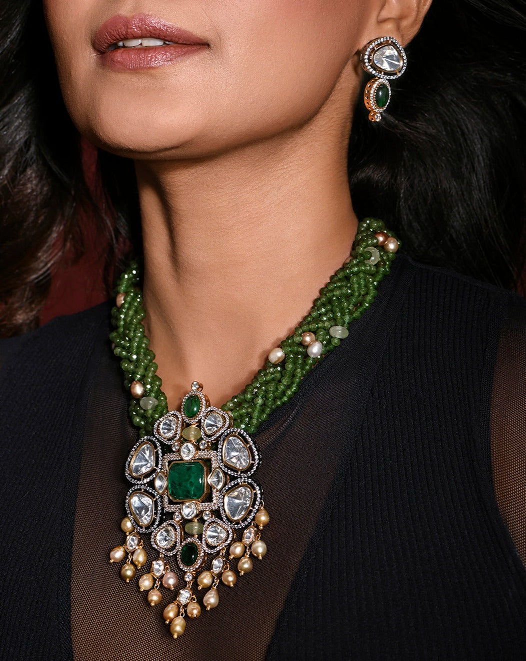 Bedecked Necklace With Earrings