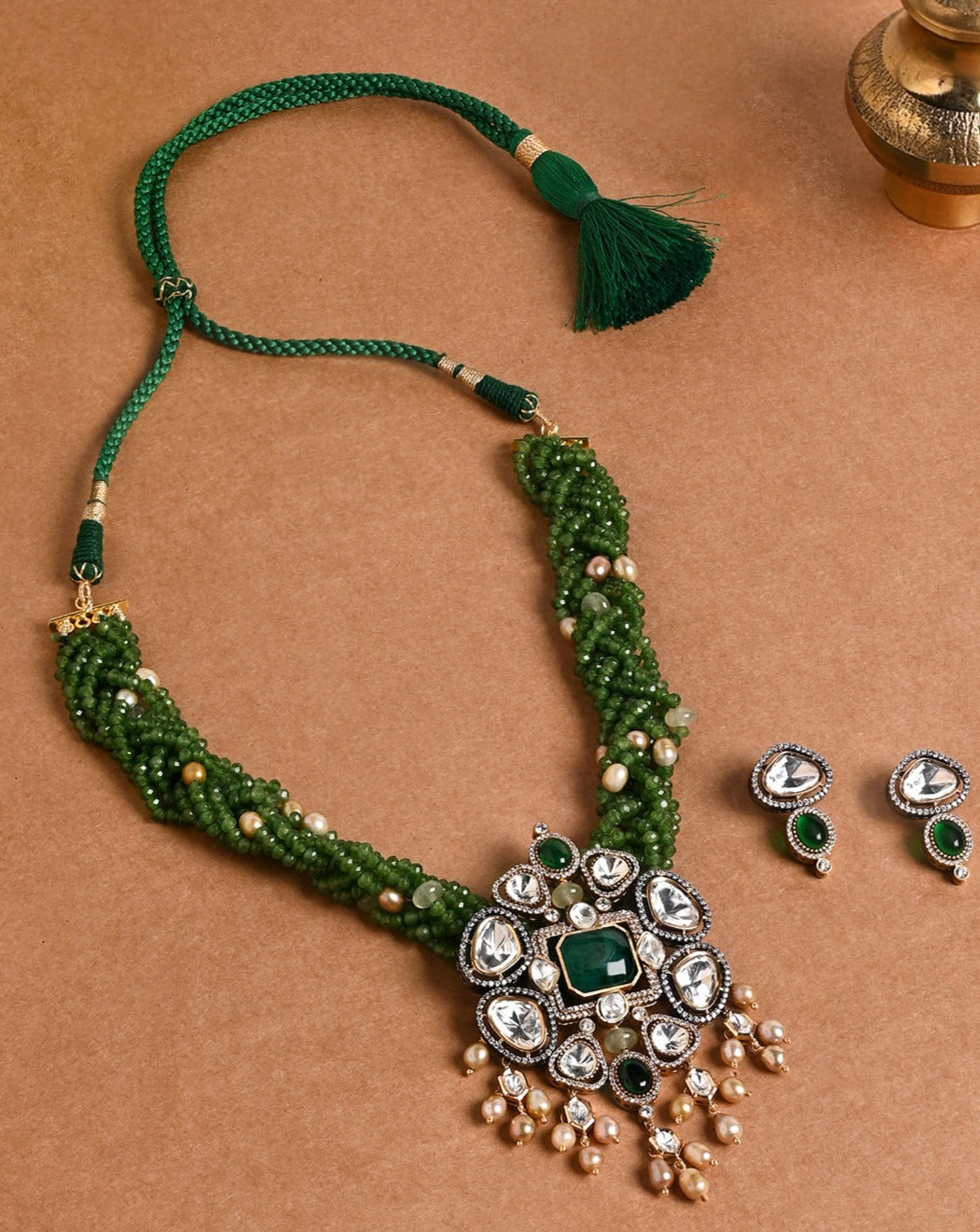 Bedecked Necklace With Earrings