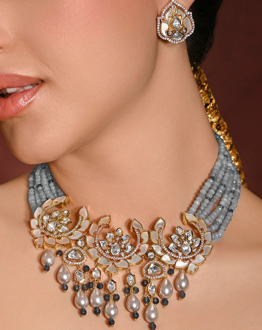 Grey choker necklace store