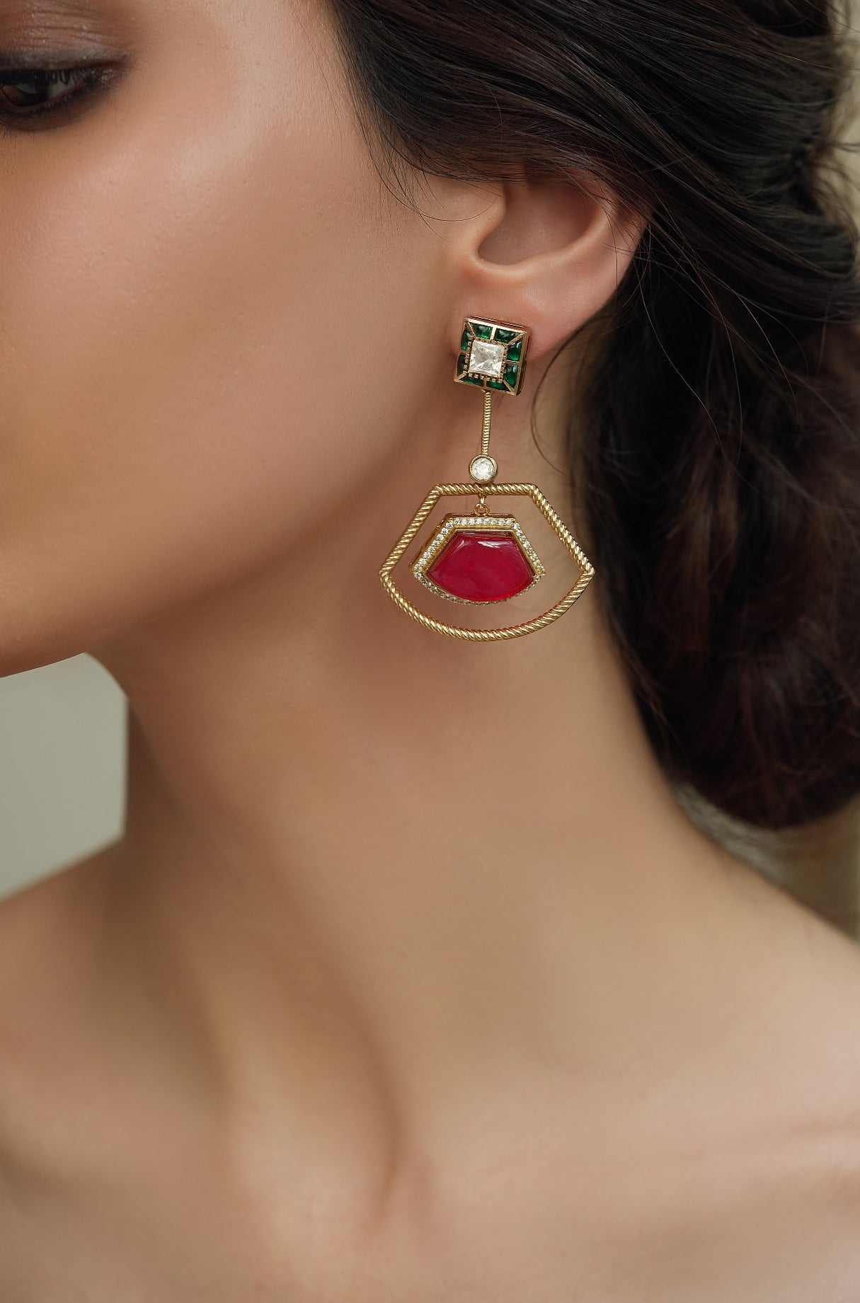 Scarlet Green Drops Earring