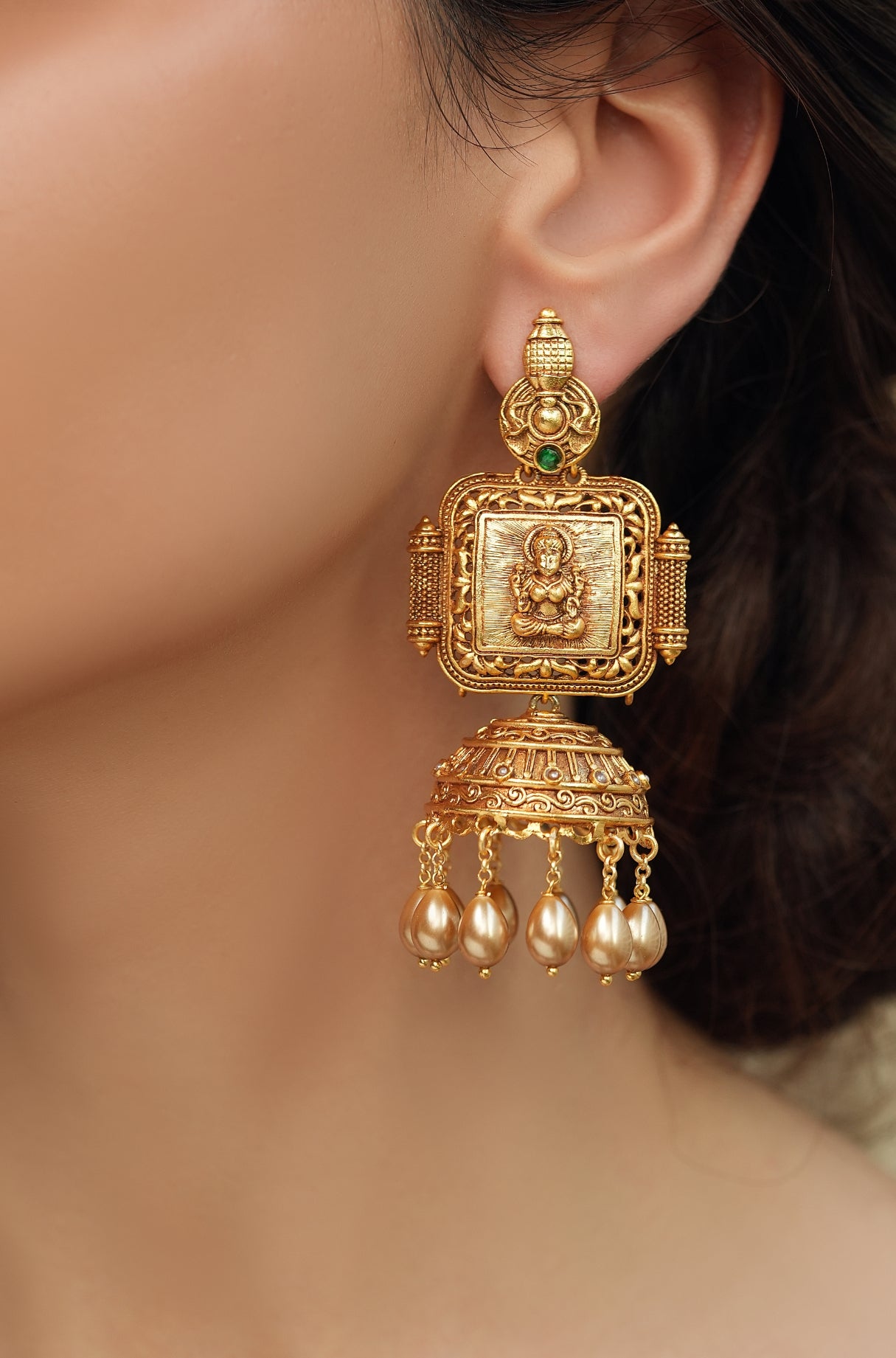 Patterned Temple Jhumkas