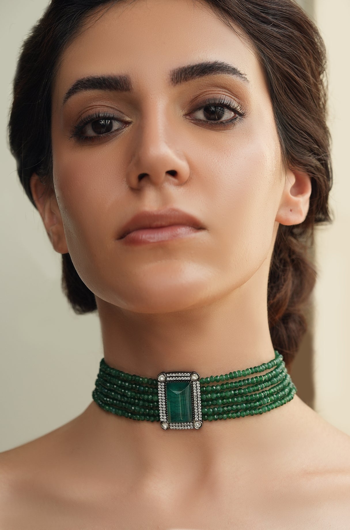 Antique Green Beads Choker