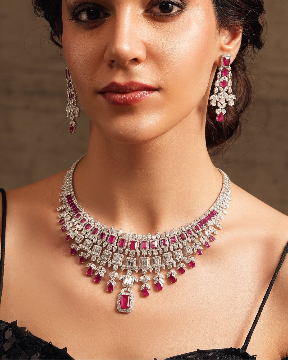 Ruby Diamond Necklace Set