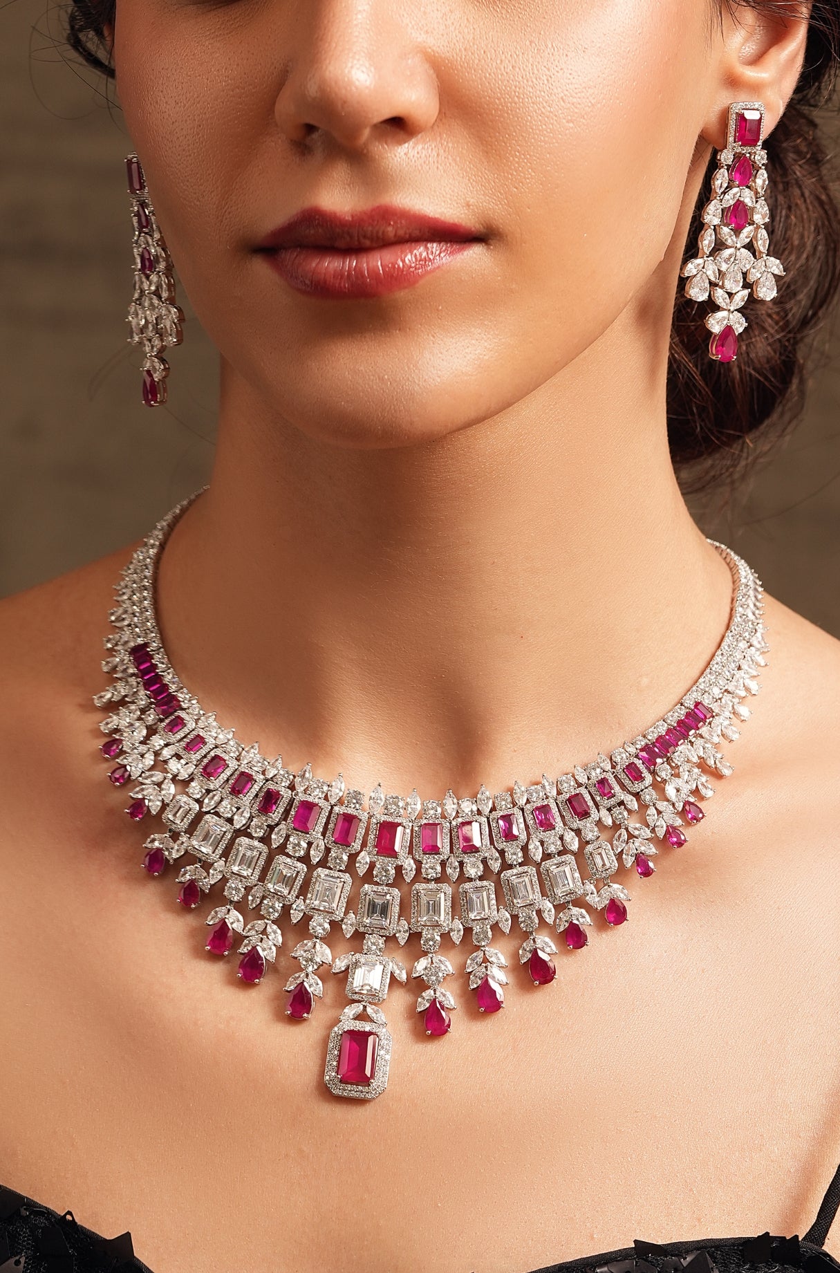 Ruby Diamond Necklace Set