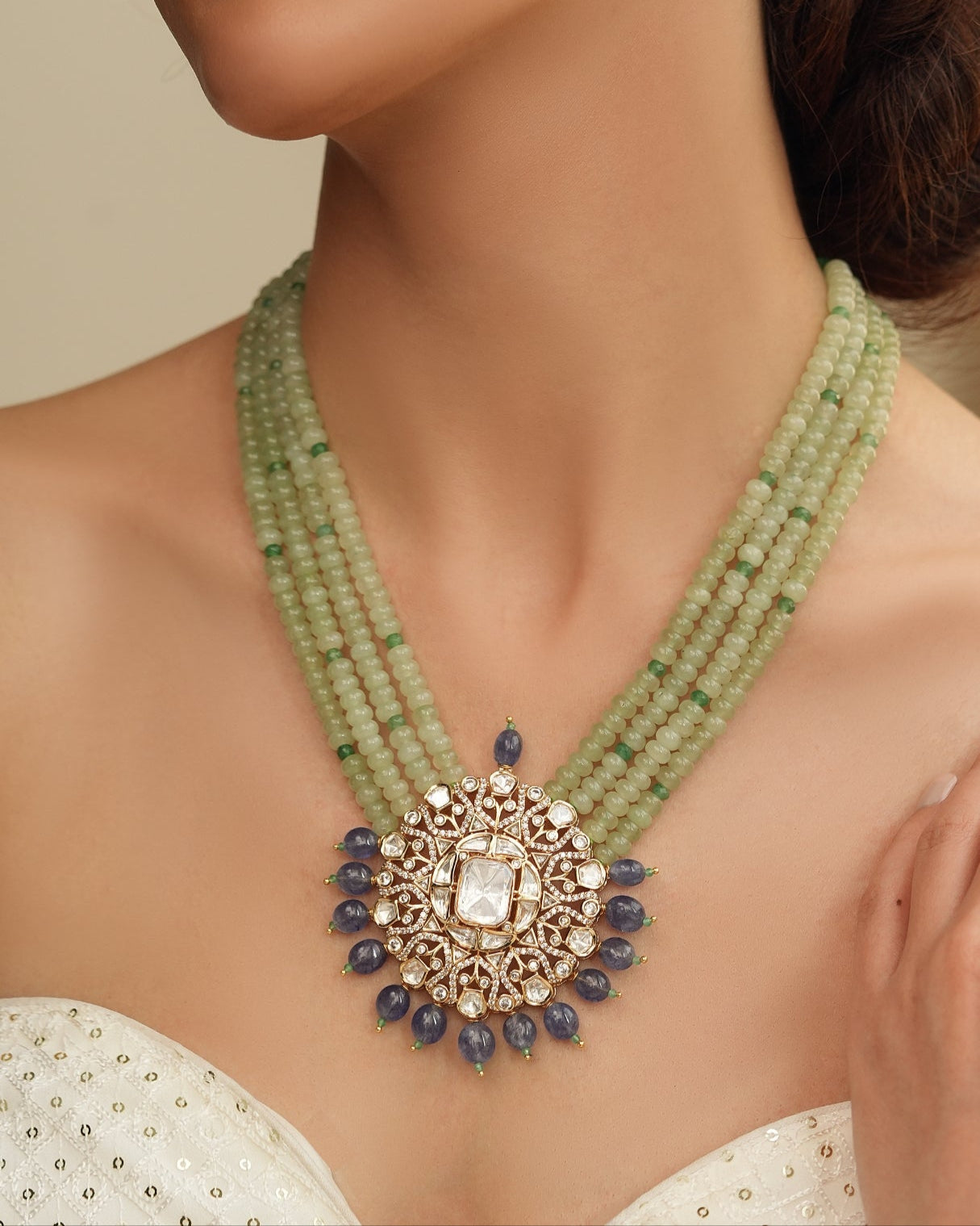 Jade Essence Polki Necklace Set