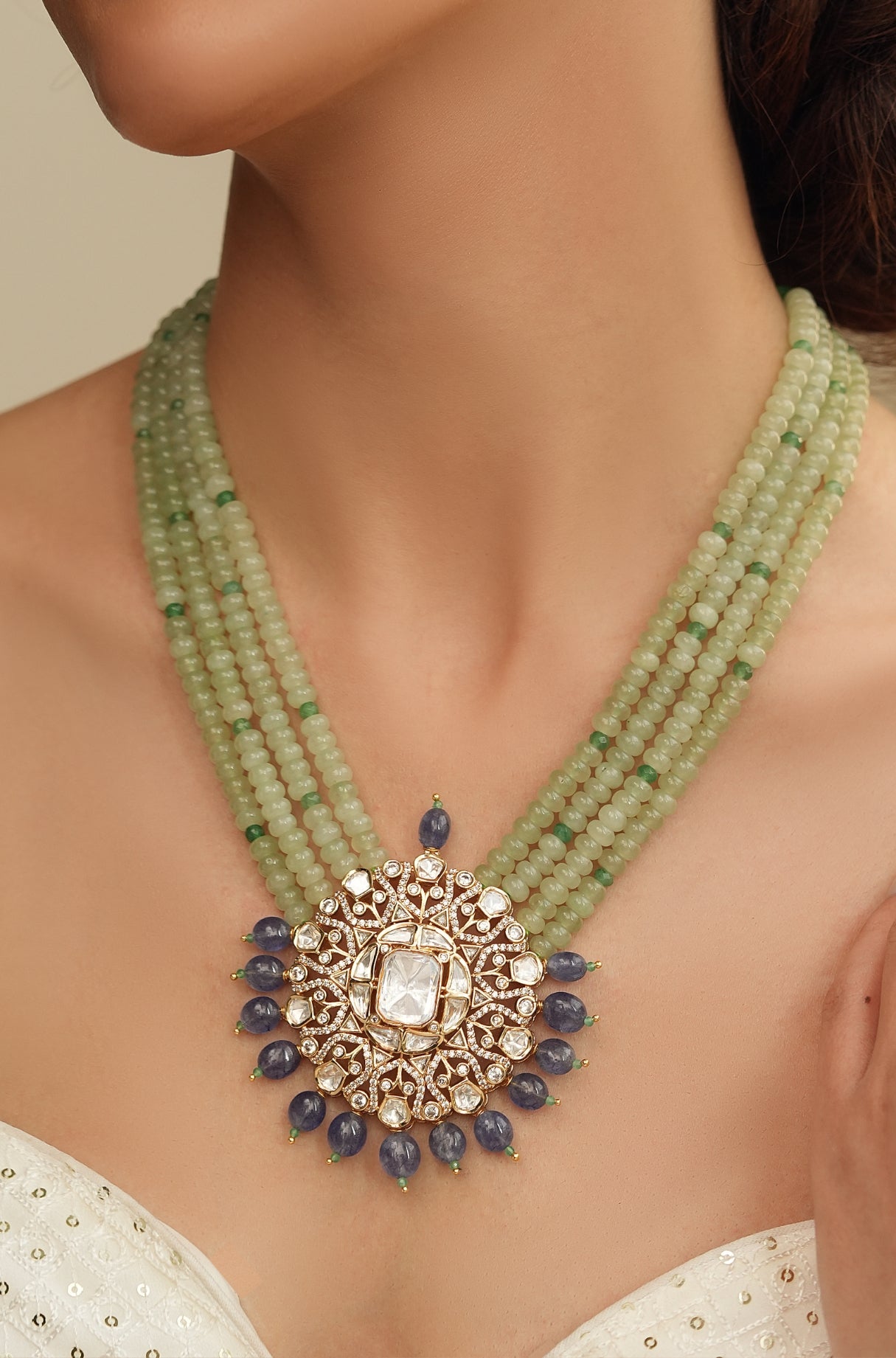 Jade Essence Polki Necklace Set