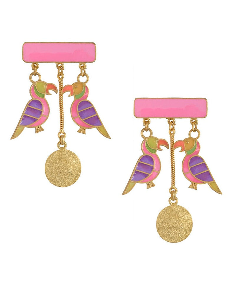 Pink Love Bird Earrings