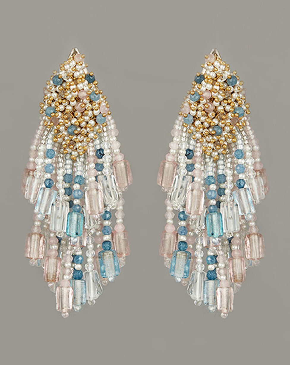 Contemporary Multicolour Beaded Long Earrings