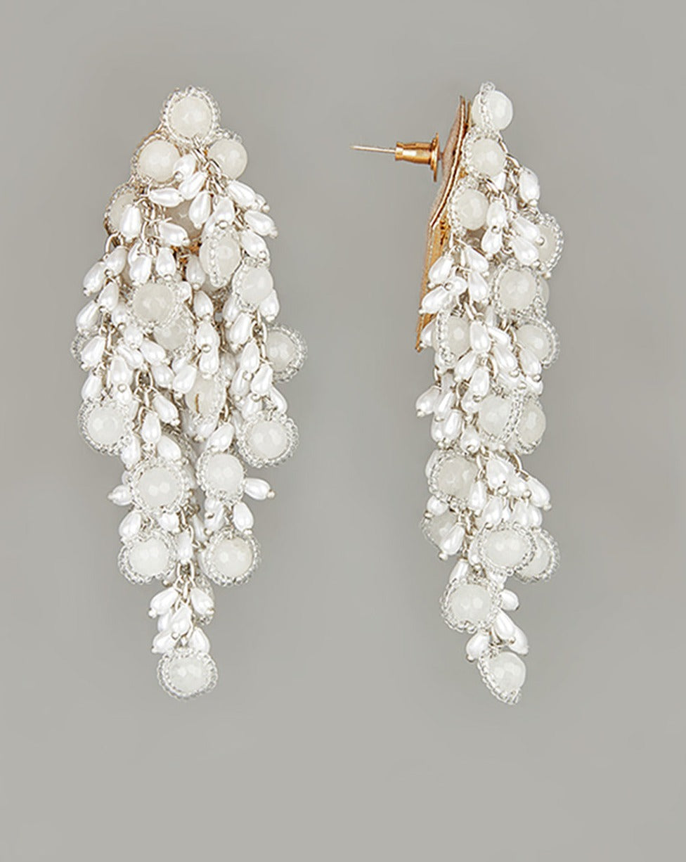 White Mop Contemporary Pearl Danglers