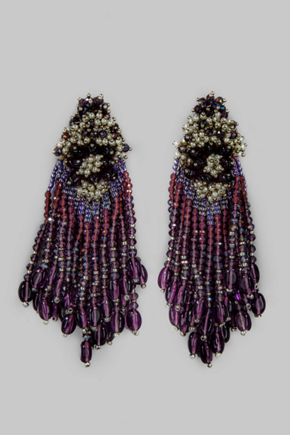 Anakia purple Beaded Crystal Dangling Earrings