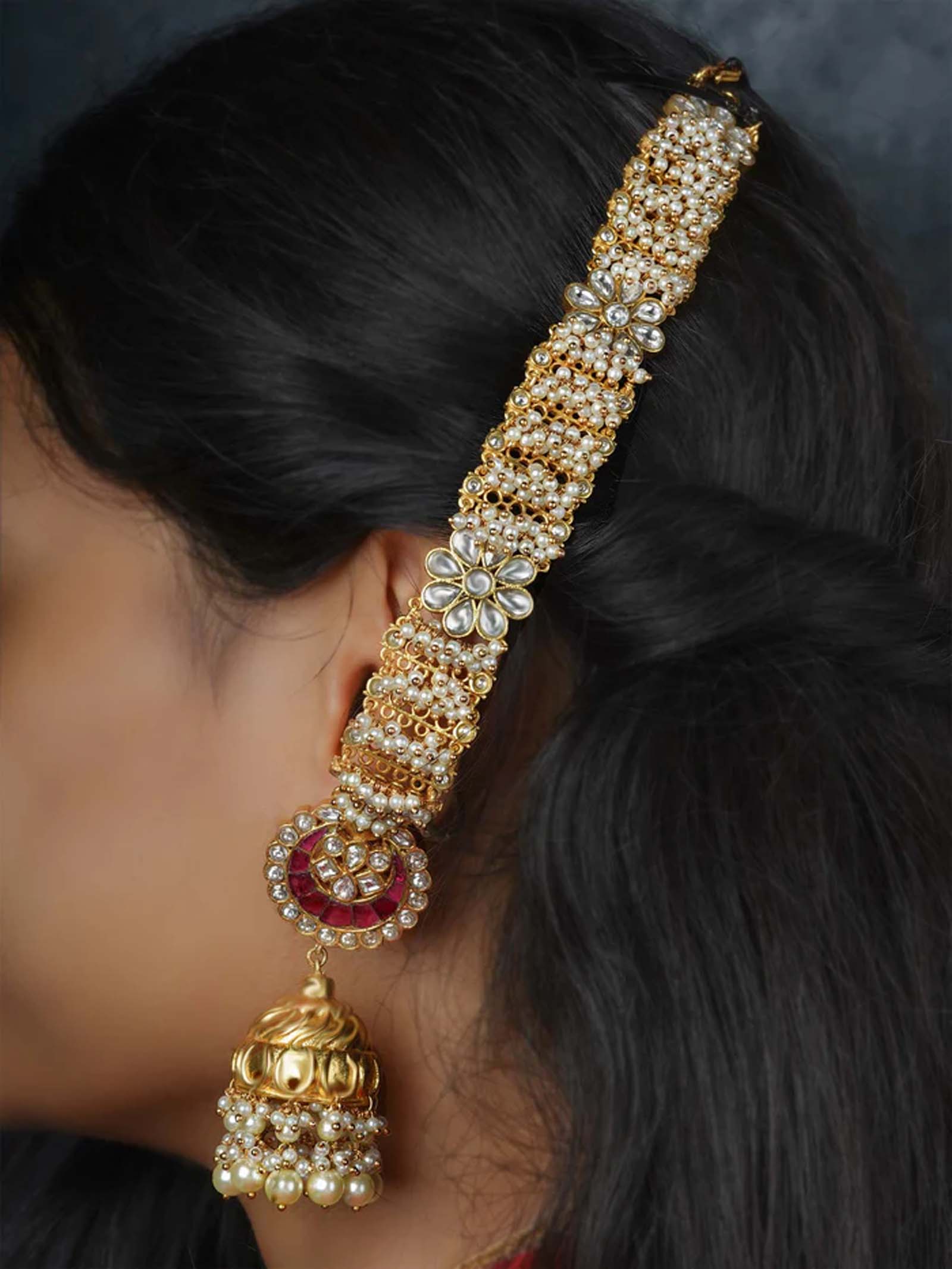 Pink Color Gold Plated Jadau Kundan Earrings - ME1137WP