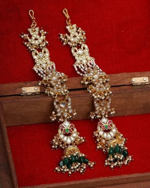 Multicolor Gold Plated Jadau Kundan Earrings - ME1141M