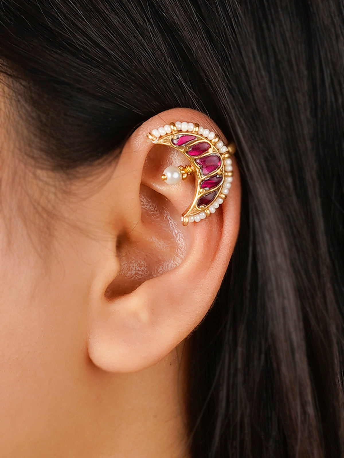 Pink Color Gold Plated Jadau Kundan Earrings - ME1185P