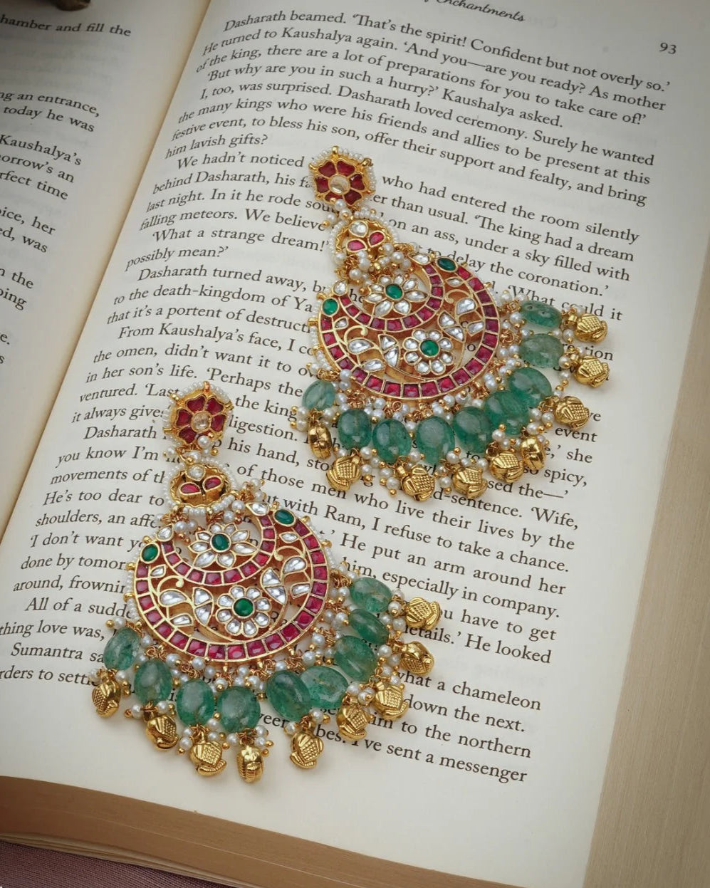 Multicolor Gold Plated Jadau Kundan Earrings - ME1238M