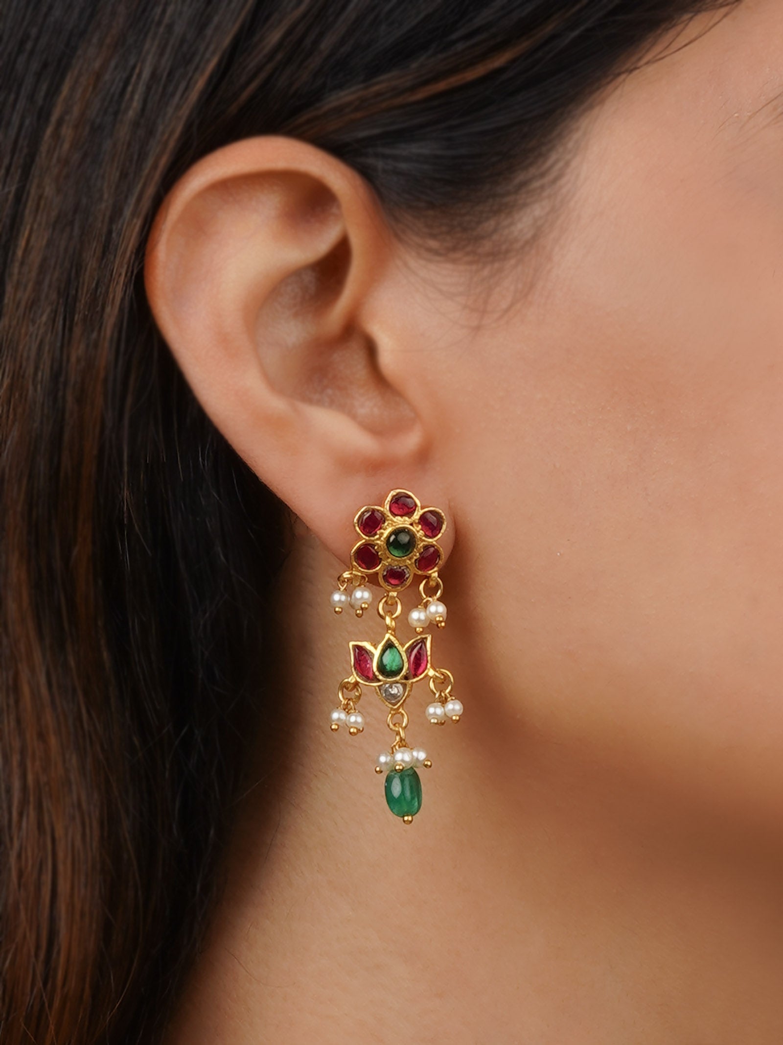 Gold Plated Jadau Kundan Earrings - ME1265M