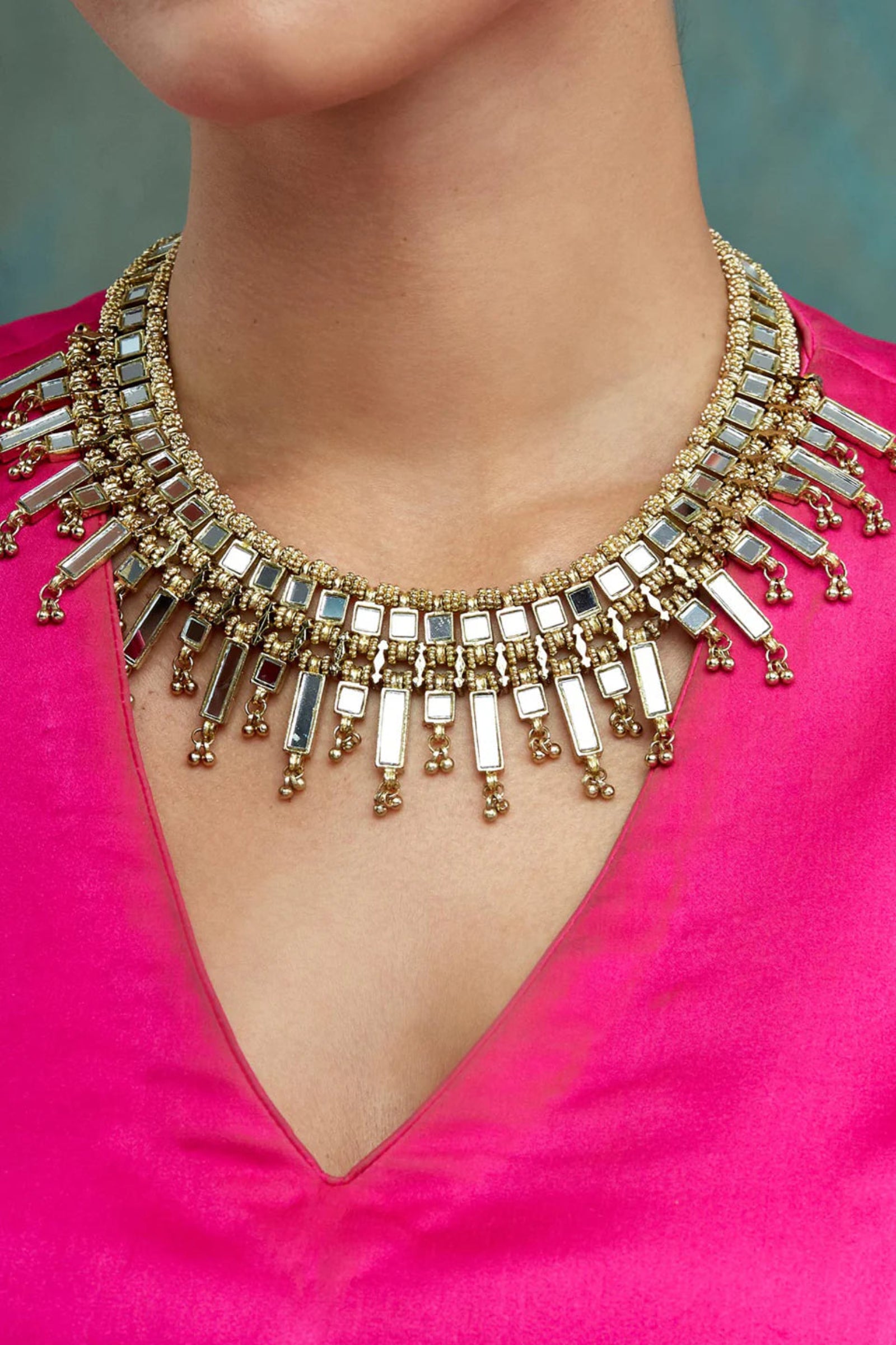 Mirror Gold Falak Qabeela Necklace